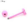 Alisouy 1PC Stainless Steel Ball Heart Star Acrylic Bear Mushroom Skull Tai Chi CZ Tongue Ring Ear Earring Piercing Body Jewelry