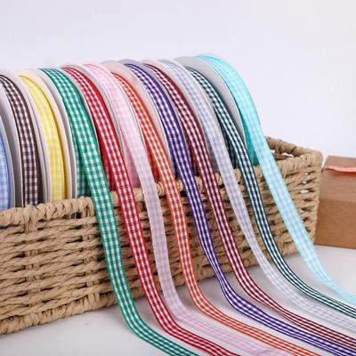 Gift Wrapping Bouquets Roll of Satin Ribbon 2CM Gingham Ribbons  Party Decoration