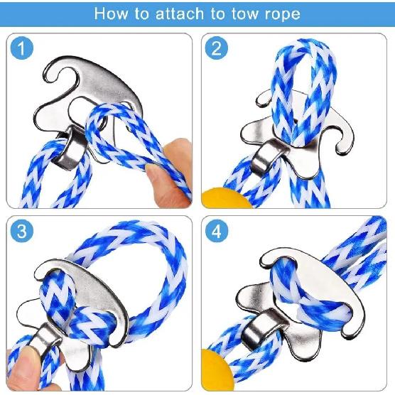 Heavy Duty Boat Tow Harness for Tubing, Stainless Steel Quick Connector, Self Centering Tow Rope for Water Sports Jet Ski Wakeboarding