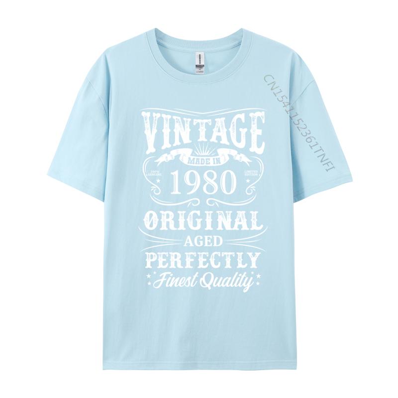 Men's T-Shirt 1980 Original Birth Year Vintage Made In 1980 T-shirts Fitness Tight Tees New Arrival Print Slim Fit Tops Shirt