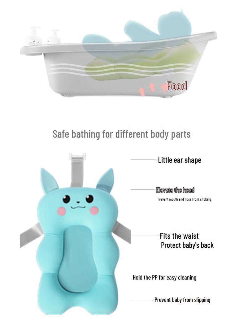Baby Bath Tub with Floating Support for Sitting and Lying - Newborn Bath Rack and Mat, In Stock