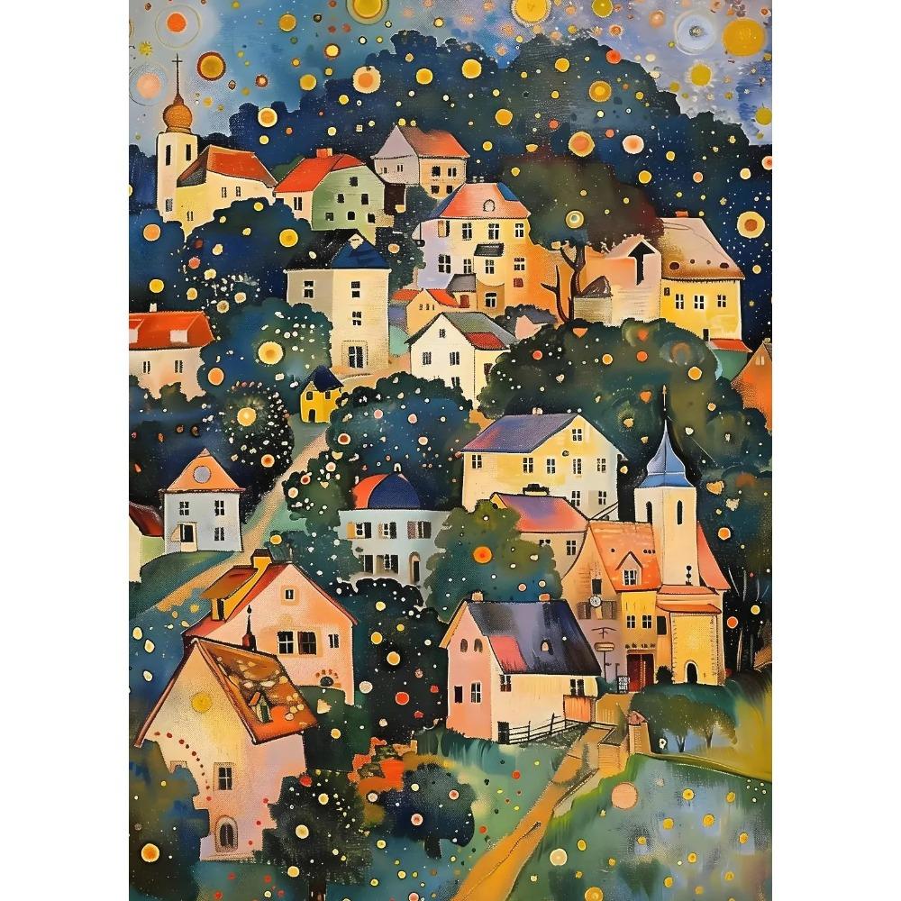 Floral Garden Village Night Tree Gustav Klimt Exhibition Poster Canvas Painting Print Wall for Living Room Home Decor Cuadros