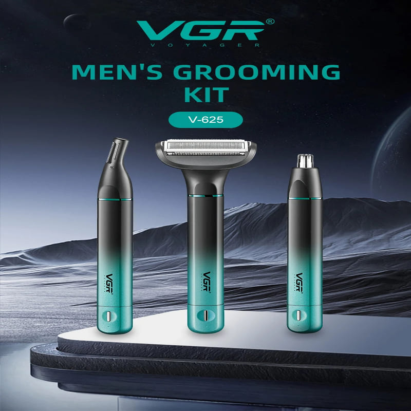 VGR V-625 IPX5 Rated Washable Rechargeable Electric Shaver Long Battery Life Multi-Function 3-in-1 Nose Hair and Beard Remover and Eyelash Trimmer