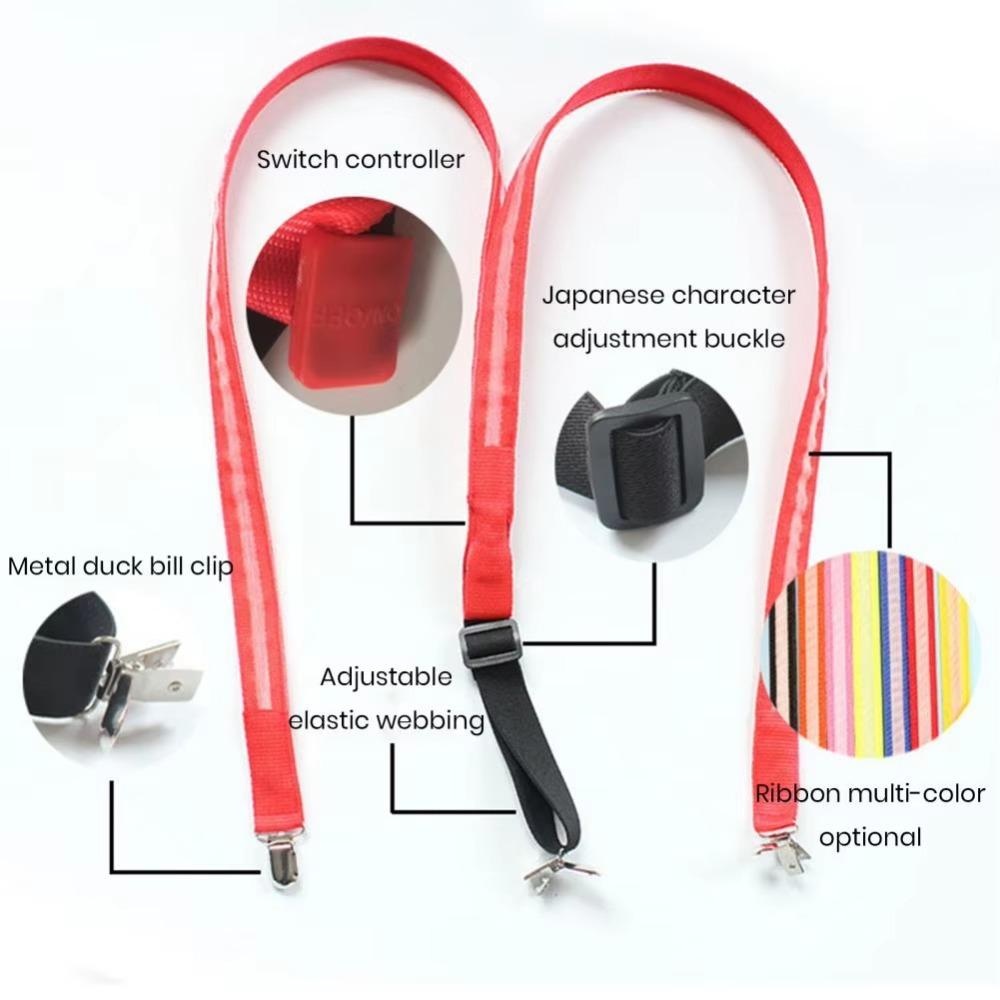 Light Up Men's LED Suspenders Elastic Luminous Trousers Suspender Pants Strap Clip  Music