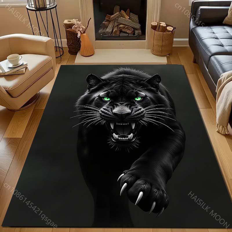 Cool Black Leopard Print Carpet for Bedroom Living Room Bedside Sofa Floor Mat Modern Home Decor Area Rug Large Size