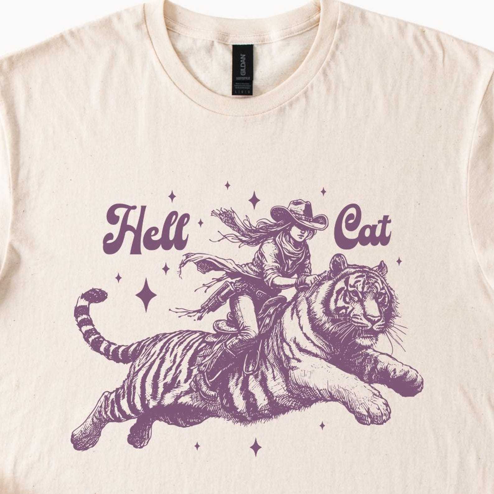 Funny Cat T Shirt, Hell Cat Graphic Tee, Riding Tiger Shirt, Cute Cat Lover Gift, Retro Cat Design, Unisex Casual Top, Unique Cat Art 140