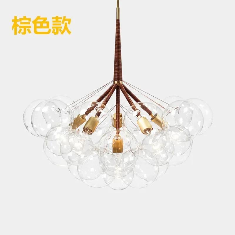 

Люстра Nordic Glasses Black White Coffee Wires Подвесные светильники 9/12/18 Стеклянные подвесные светильники Luminaria Home Decor 9 glass balls коричневый