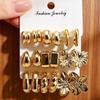 European and American Fashion C-shaped Twist and Water Drop Earrings, 3-Piece Geometric Set for Women.