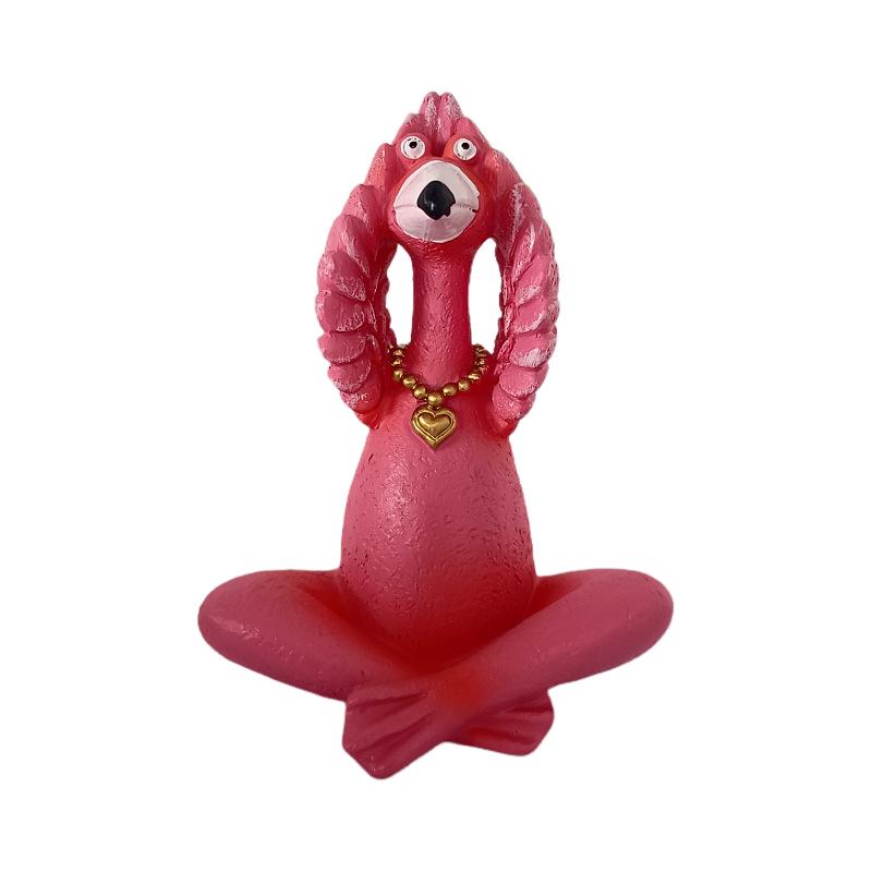 Handcrafted Flamingo Yoga Resin Statue for Home and Garden Decor