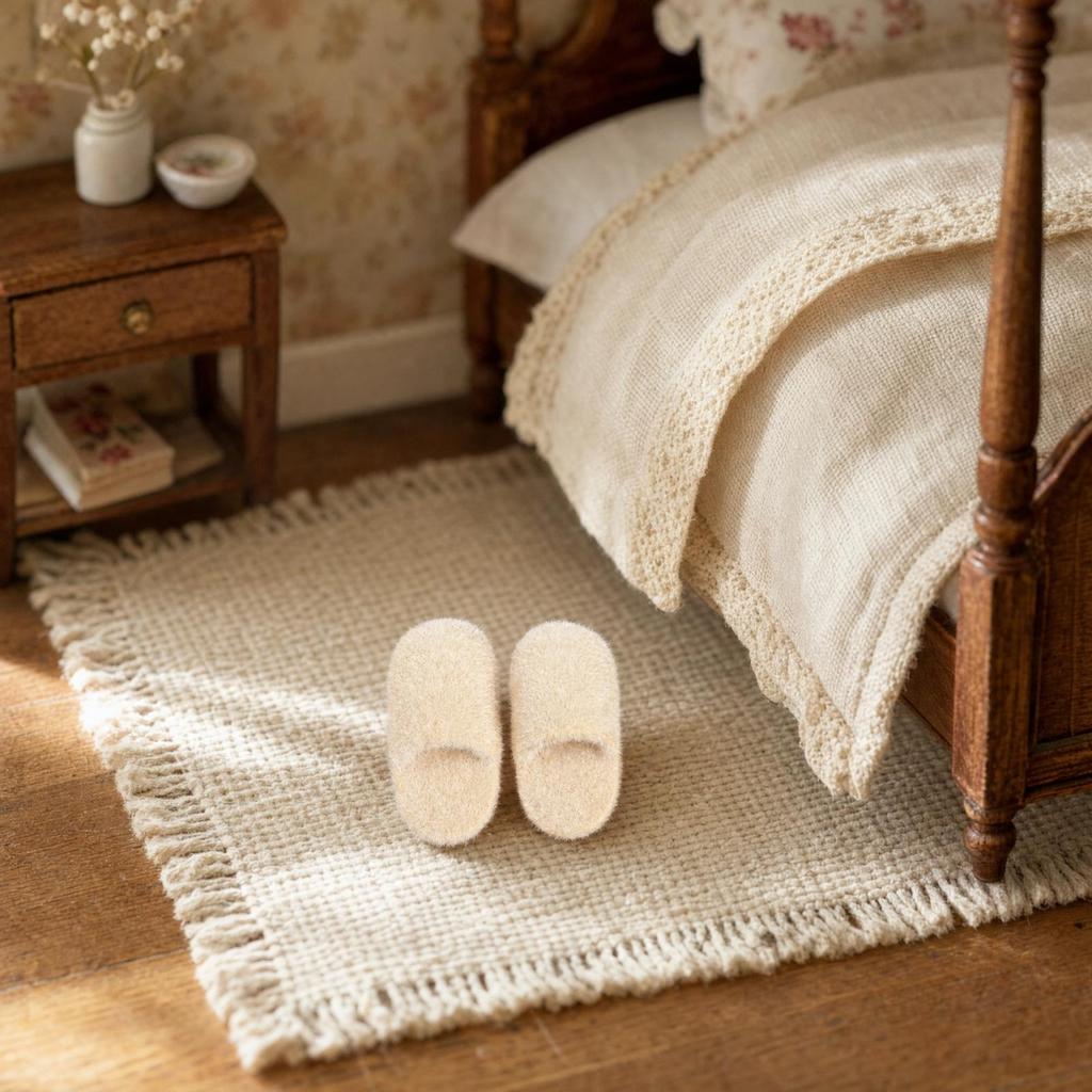 10 Pairs Dollhouse Decorative Prop 1:12 Scale Flocked Slipper Model for Collectors, Shelf