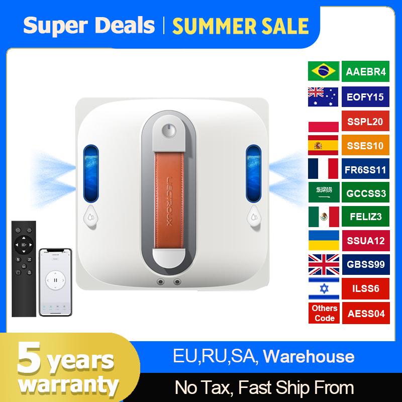Window Cleaning Robot Liectroux S11,4-Way Water Spray,9Kpa,Home Glass Floor Wall Tiles Cleaner Robot,Strong Vacuum,Smart Memory