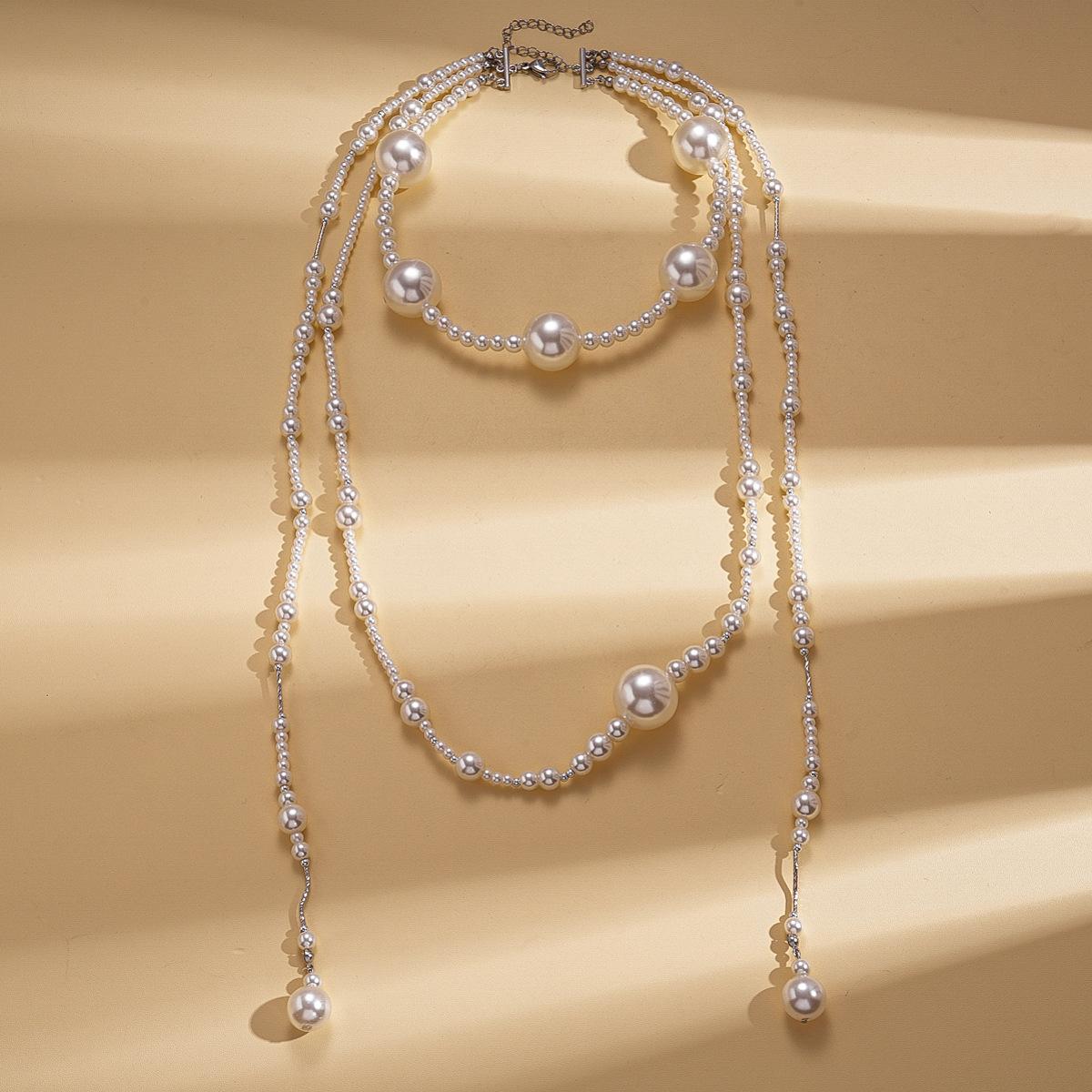 Многослойная цепочка для свитера с подвеской из имитации жемчуга в стиле барокко, элегантное модное ожерелье