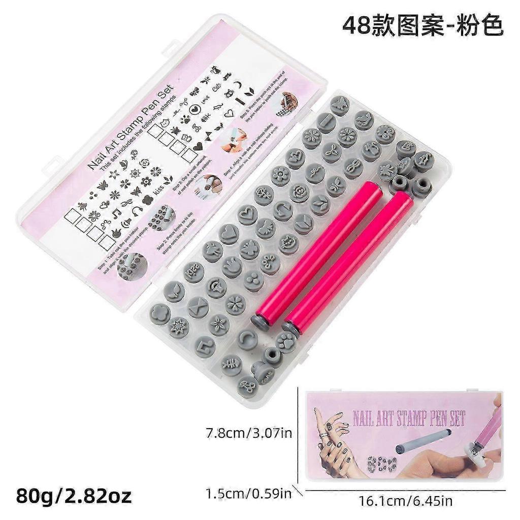 48 Pcs Nail Art Stamp Pens Set with 48 Floral Design Plates - Easy To Use Fingernail Stamper Kit for DIY Manicure, Professional Salon & Home Nail Art