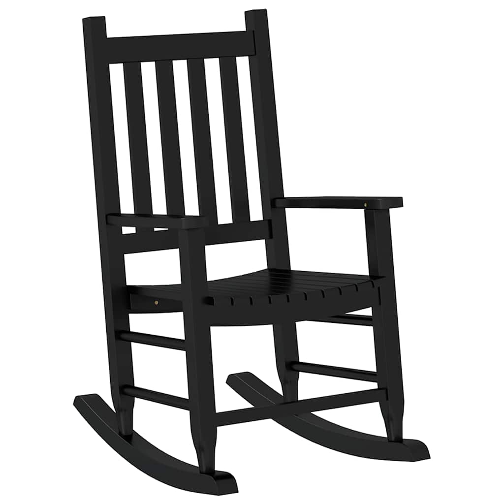 Kids  Rocking Chair Black Solid Poplar Wood