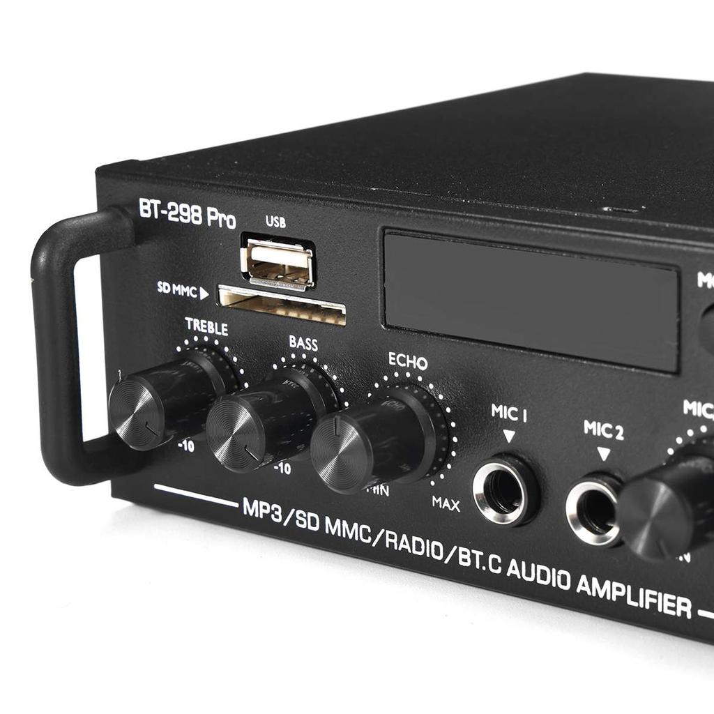 HIFI Power Amplifier 2.0 Channel Digital Bluetooth Audio Amplifie 12V 240V Support Bluetooth USB SD Radio With Remote Control EU