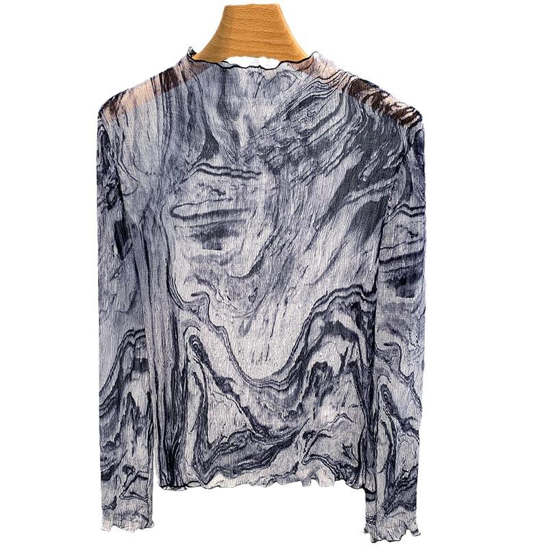 Halbrollkragen Unterziehshirt Damen Jahr Neu Damenbekleidung Ausländischer Stil Batikbedruckt Innenhemd Top