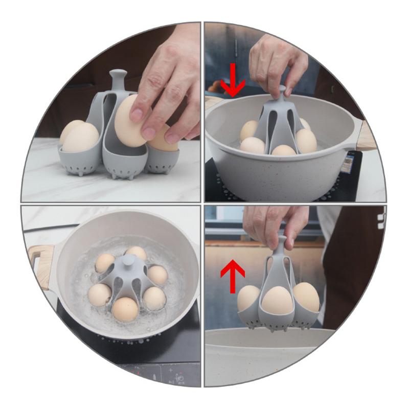 4/6 Hole Silicone Egg Cooker High Temperature Resistant Steamed Egg Tray Food Grade Complementary Food Tools