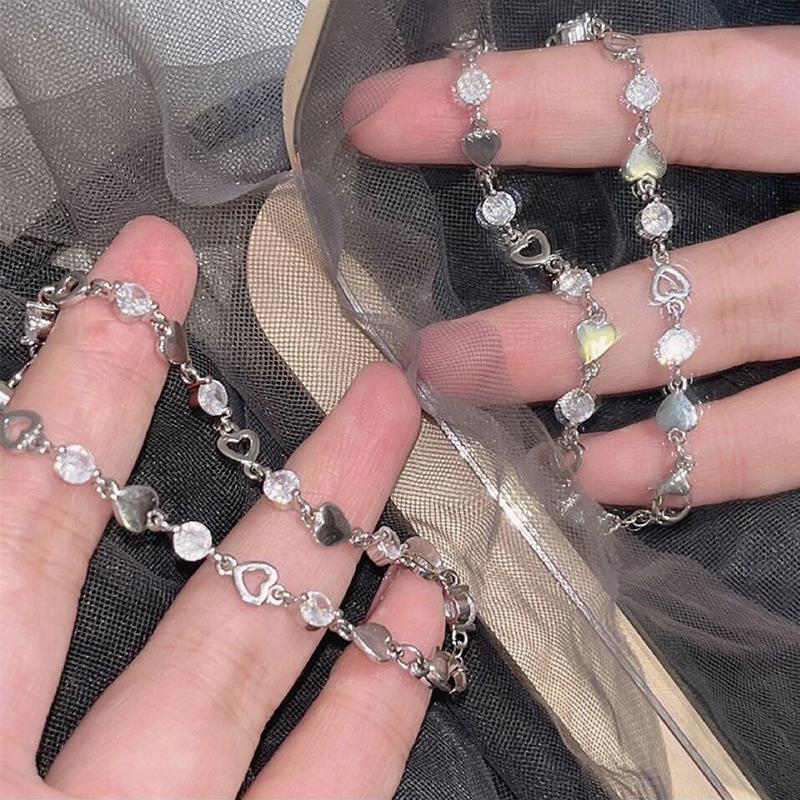 Ins Style Zircon Beaded Bracelets For Women Girls  Sweet Sparkling Exquisite Wrist Chain Bracelet Party Jewelry Gifts