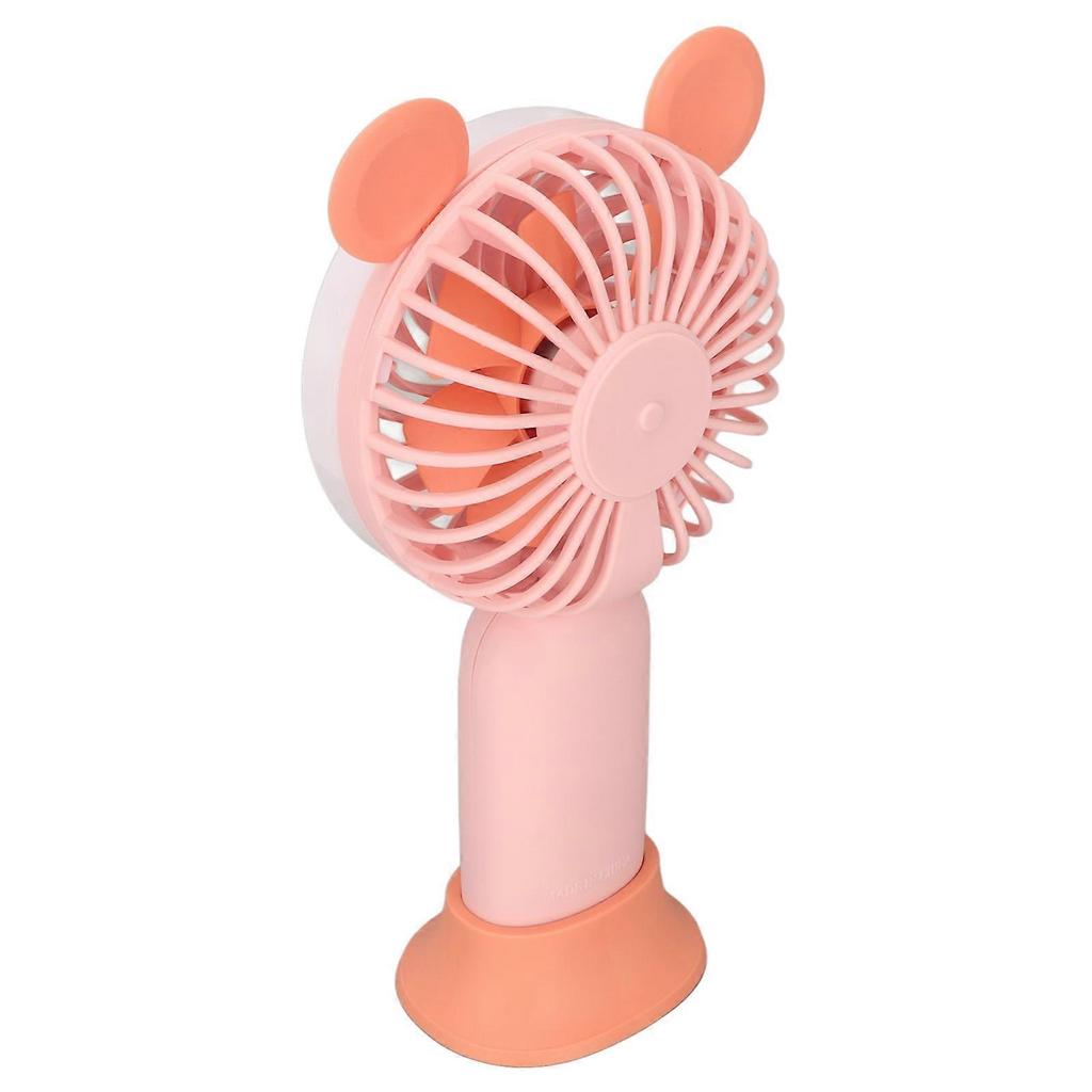Handheld Fan 3 Levels Adjustable USB Rechargeable Ergonomic Grip Mini Hand Held Fan with Dazzling Light for Student Kids Pink
