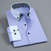 Camicia da Uomo a Manica Lunga Non Stiro Doppio Strato Formale da Lavoro Vestibilità Regolare Ufficio Camisa Moda Bianca Blu Camicie Sociali