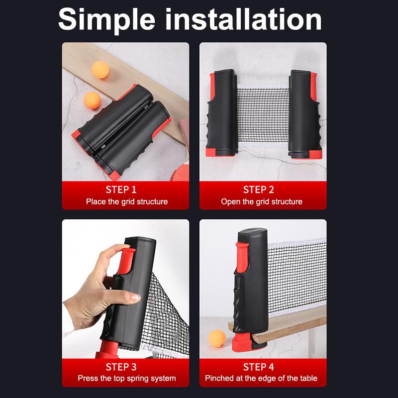 Přenosný stolní tenis Kryt sítě Měřidlo Výsuvný set na stolní tenis Záchytné stojany Nastavitelné nářadí Venkovní domácí sporty klip na