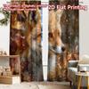 2pcs, 2D FLAT PRINTING Curtains (Without Rod) Autumn Fox(4) Christmas Festival Creative Curtains Versatile Polyester Curtains