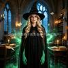 Halloween Witch Costume Set With Pointed Hat Cloak Glasses Gloves Adult Cosplay Party