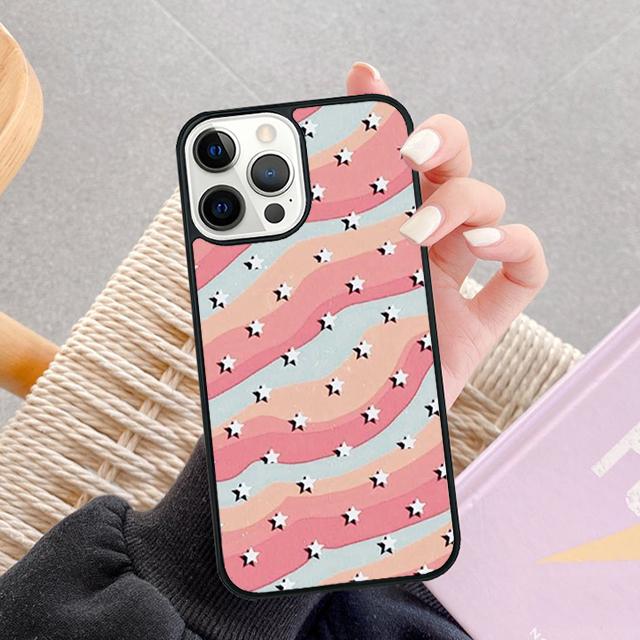 Preppy Stars Lightning Pink Celular Mobile Phone Case For iPhone 17 Air 16e 15 14 12 13 11 Pro MAX Plus Coque Fundas
