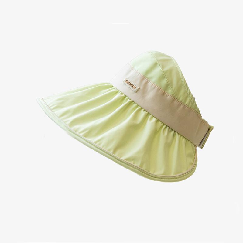 2024 New Spring Summer Black Jelly Wide Brim Sun Hat Women Fashion Korean Style Color Block Leather Patch Sunshade Hat