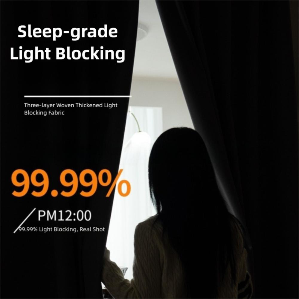 No Drilling Sunshade Curtains Solid Color Insulation Curtains  for Bedroom Bathroom