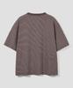AGOD Roll-Up Snap Henley Neck Striped Half T-Shirt [Brown]