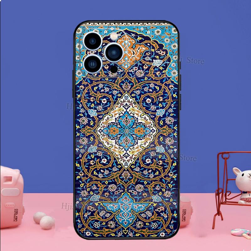 Persian Carpet Floral Pattern Phone Case For iPhone 16 15 12 13 Mini 11 14 Pro XS Max Plus X XR Silicone Cover