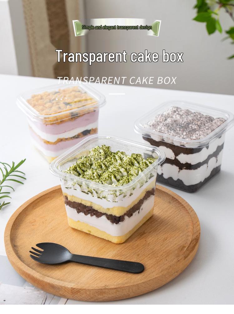 Square Mousse Soy Milk Cake Box: Wooden Cup Packaging for Tiramisu and Dessert Baking