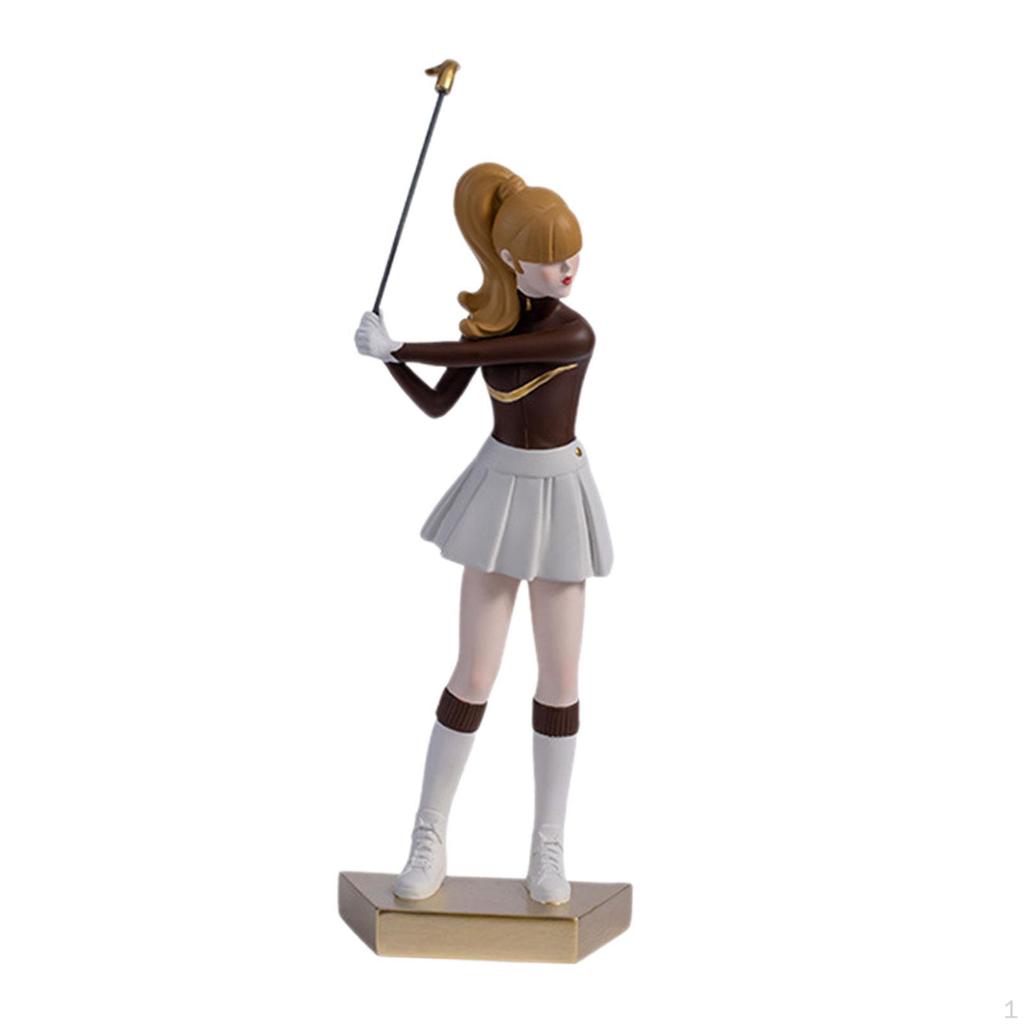 Lady Golfer Statue Decoration Girl Sculpture Figurine for Living Room Bedroom