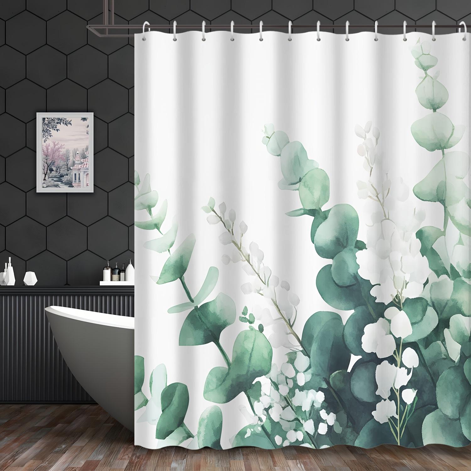 

1Pc Nordic Fresh Lily Of The Valley Floral Plant Shower Curtain, Polyester Fabric, Machine Washable, Suitable For Bathroom W60H190(CM)-1 Pcs