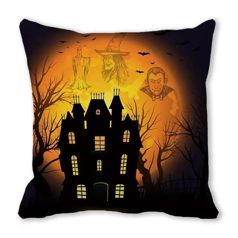 Halloween Horror Night Pattern Living Room Office Sofa Car Decorative Pillowcase