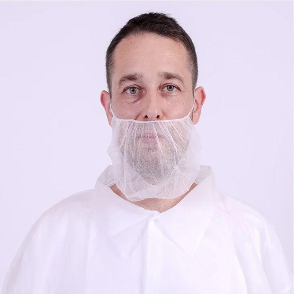 100Pcs Disposable Facial Beard Bib Bonnet Breathable Beard Turban Facial Apron Caps  for Men