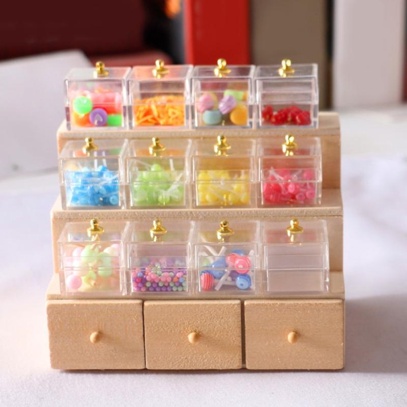 Miniature Supermarket Display Rack/Candy Container for Play House Mini Cabinet Dollhouse Accessory for Girls Pretend for