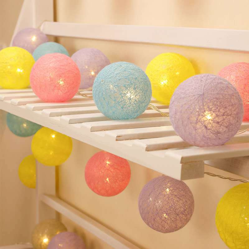 Xiaomi 10/20LED Cotton Balls String Lights Garland Fairy Light Christmas Decorations for Home Room Outdoor Wedding Garden Patio Lights