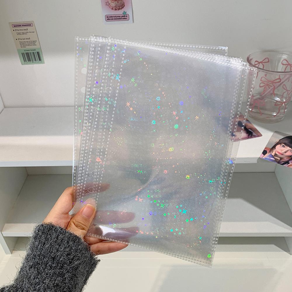 A5 Laser Star Zipper Binder Photo Card Collection Book Transparent Album A5 Card Album 3-inch Love Small Card Storage Album