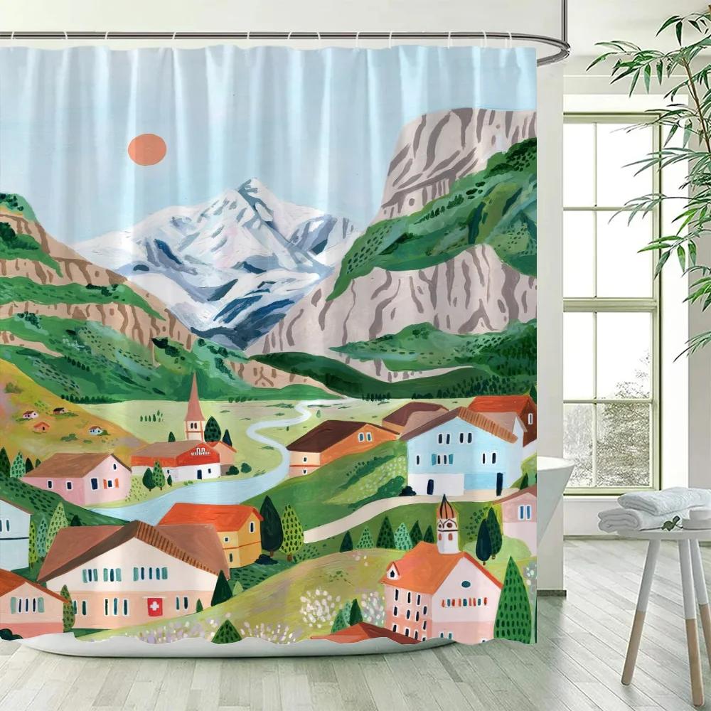 Travel Shower Curtains Bathroom Curtain for Quarto Folding Partition Accessories Bath Bedrooms Houses Rooms Waterproof the Home