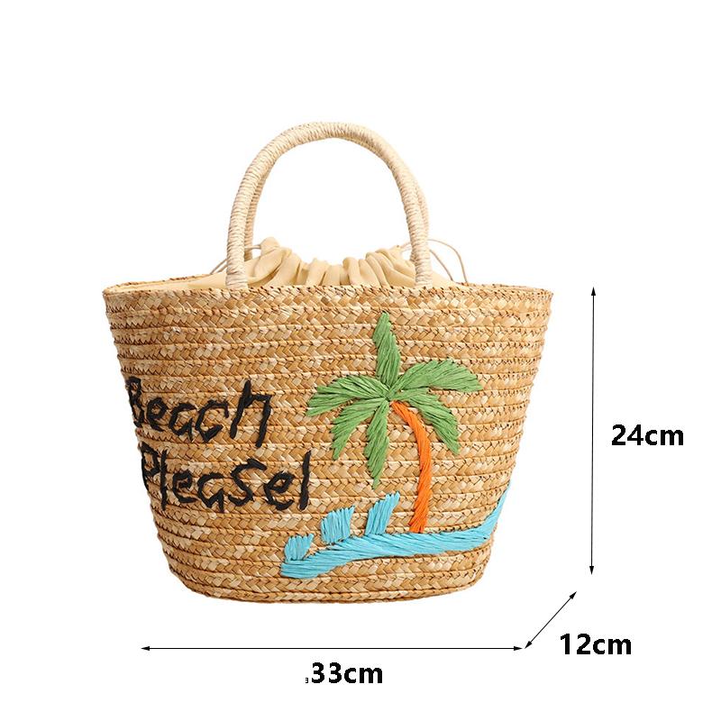 Yogodlns Spring/summer New Straw Fruit Embroidery String Casual Sweet Tote Bags Seaside Resort Atmosphere Shoulder Bags