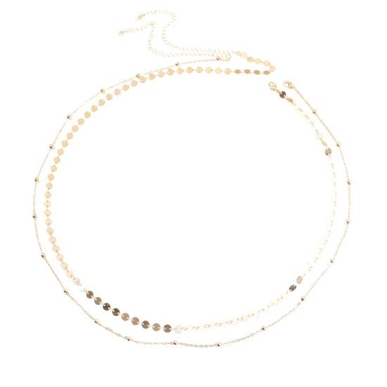 

Женская цепочка на талию с двойным слоем блесток, регулируемая длина, ажурная, для танца живота, украшения на талию, вечеринки, фестивали, ночные клубы, цепочка на тело золотистый