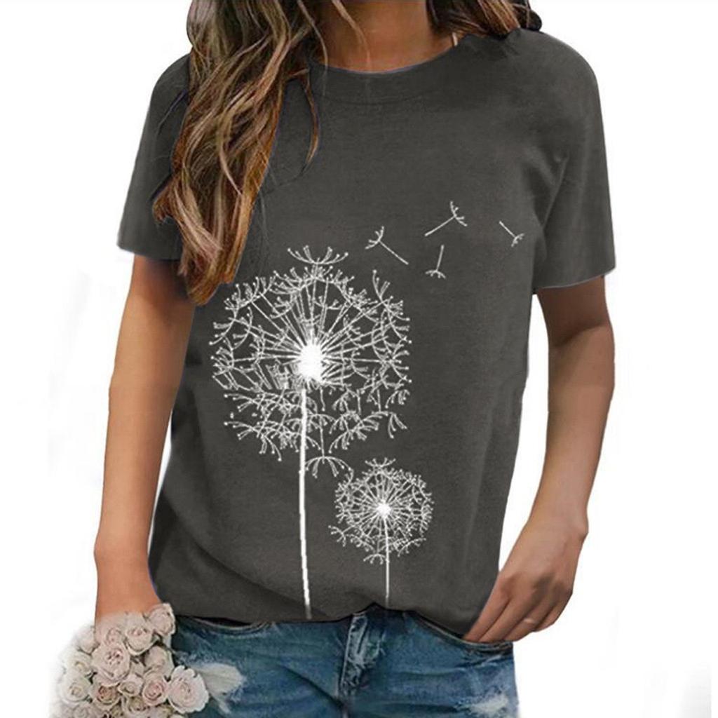 Fashion Women's Casual Print Short Sleeves Loose T-Shirt Blouse Tops