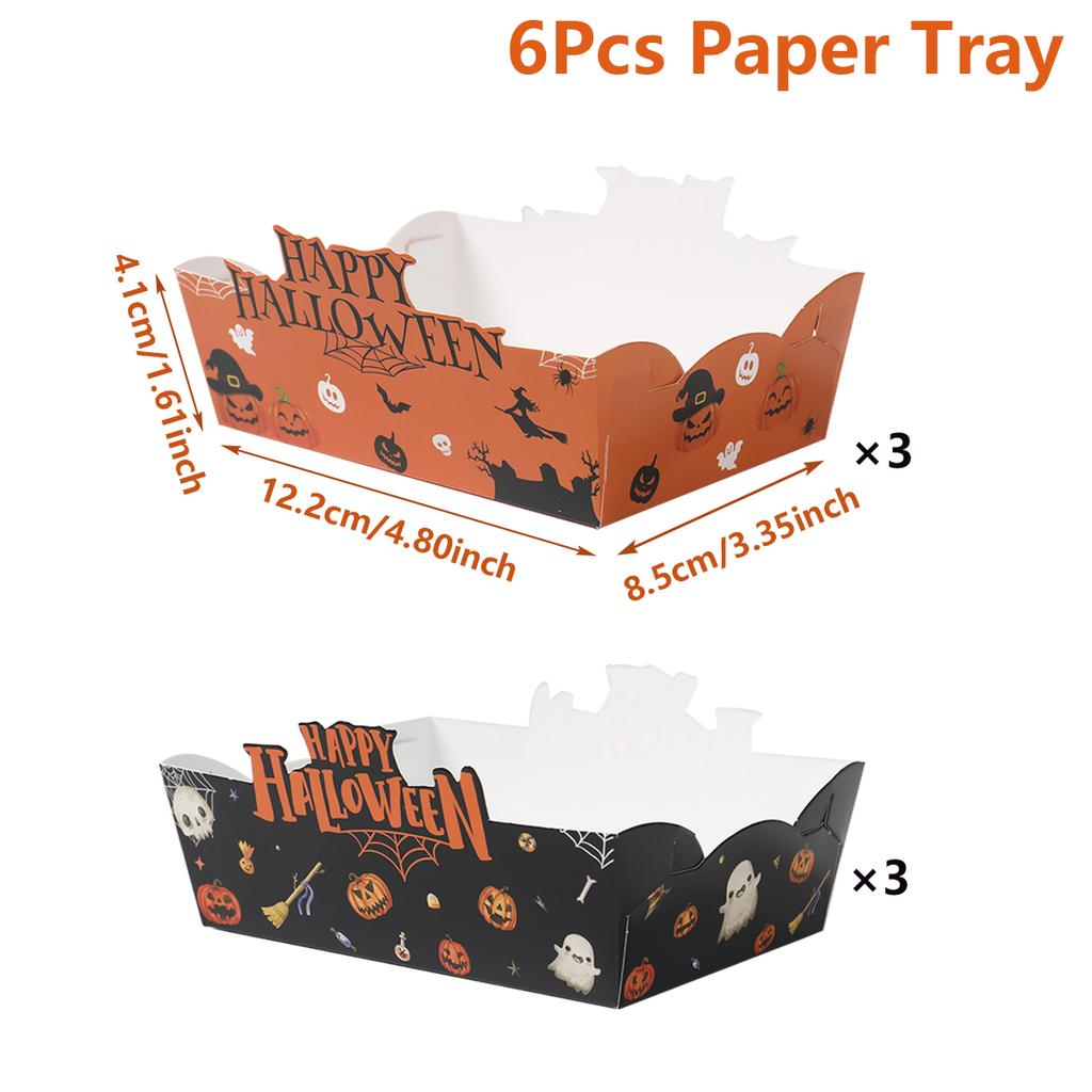 Halloween Pumpkin Ghost Paper Snack Tray Happy Halloween Party Decoration 2025 Candy Plate Haunted House Supplies Trick or Treat