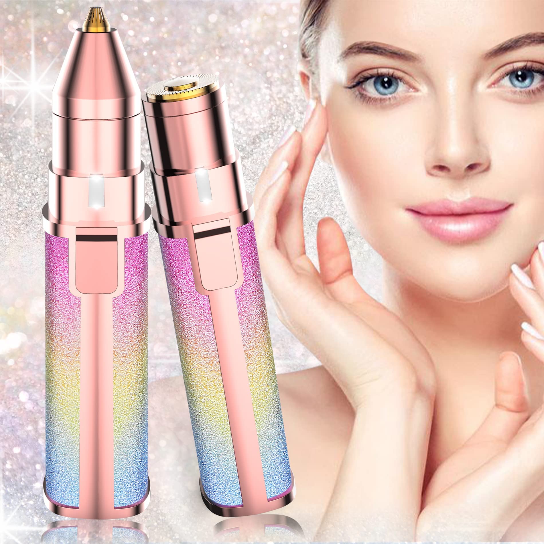 

Удаление волос на лице для женщин, средство для удаления волос 2 в 1, триммер для волос, перезаряжаемый эпилятор для бровей, бритва для персикового пуха, губ, подбородка, рук