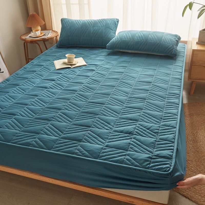 Set 3 buc Topper Saltea Matlasat Moale Respirabil din Latex cu Set Fețe de Pernă, Protector Saltea Lux Minimalist Scandinav din Latex