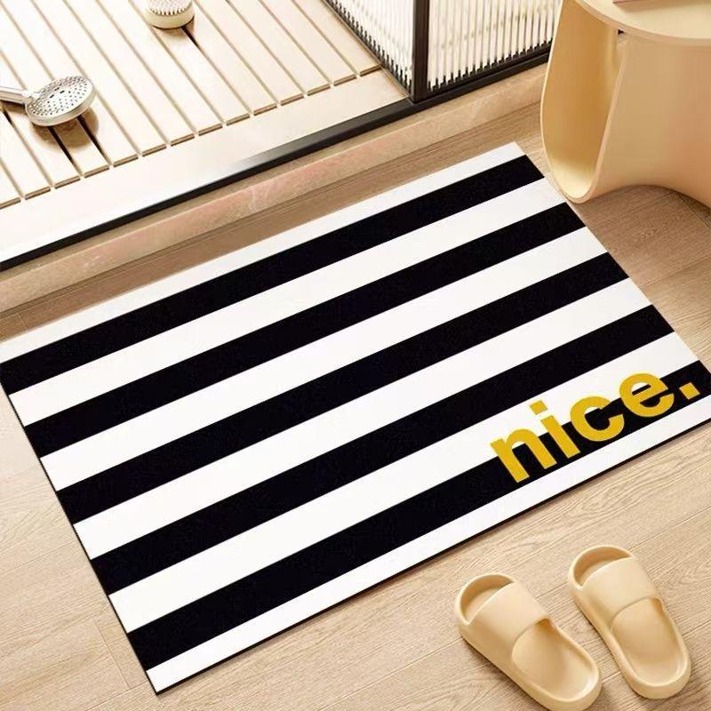 Simple Bathroom Floor Mat Painted Dopamine Toilet Bathroom Door Floor Mat Diatom Mud Water Absorption Quick Drying Foot Mat