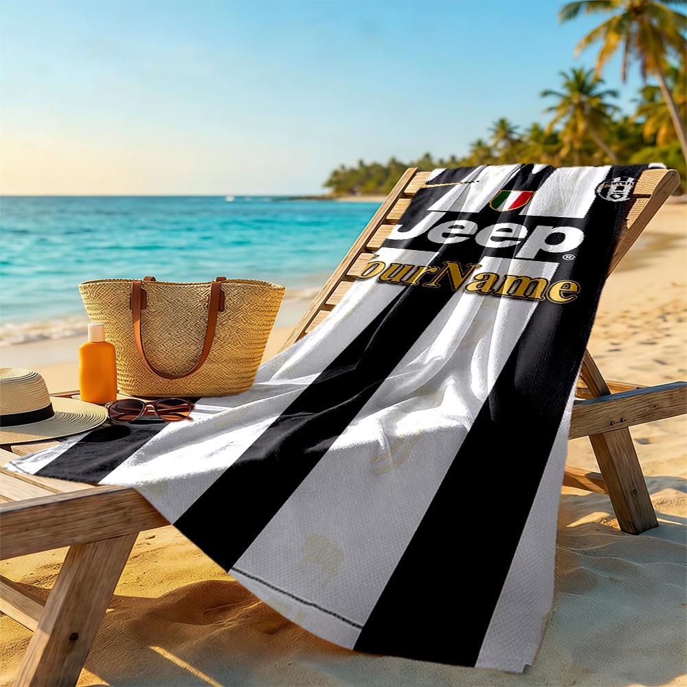 Juventus Customizable Name Beach Towel Soft Durable Quick-Dry Perfect for Traveling Yoga Camping and Swimming