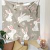 Cute White Rabbits with Floral Pattern Patterned Tapestry Decorative Wall Hanging, Home Bedroom Living Room Decor